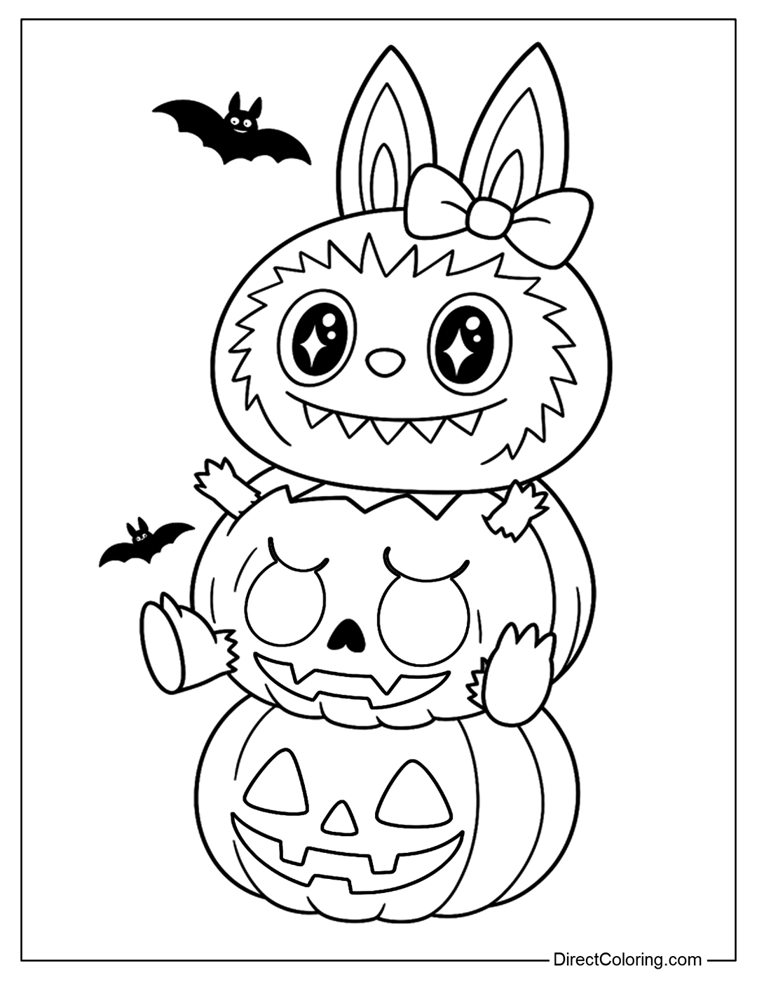 Labubu Pumpkin Halloween Coloring Page